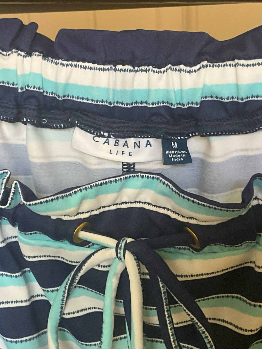 Cabana Life Delray Striped Paperbag Waist Tassel Shorts - Picture 6 of 10